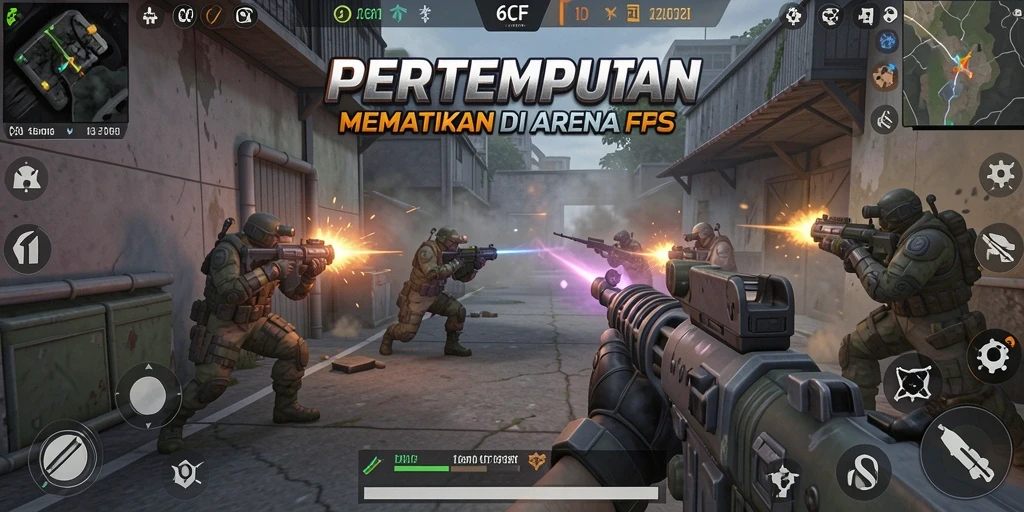 Tangkapan layar menunjukkan aksi seru dalam gameplay FPS 6CF.