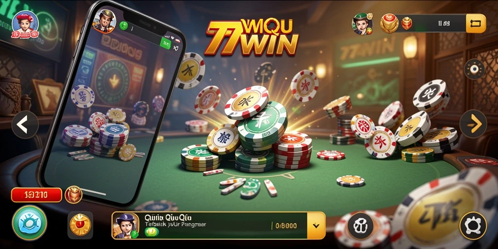 Tampilan gameplay menegangkan dalam permainan QiuQiu 77WIN.