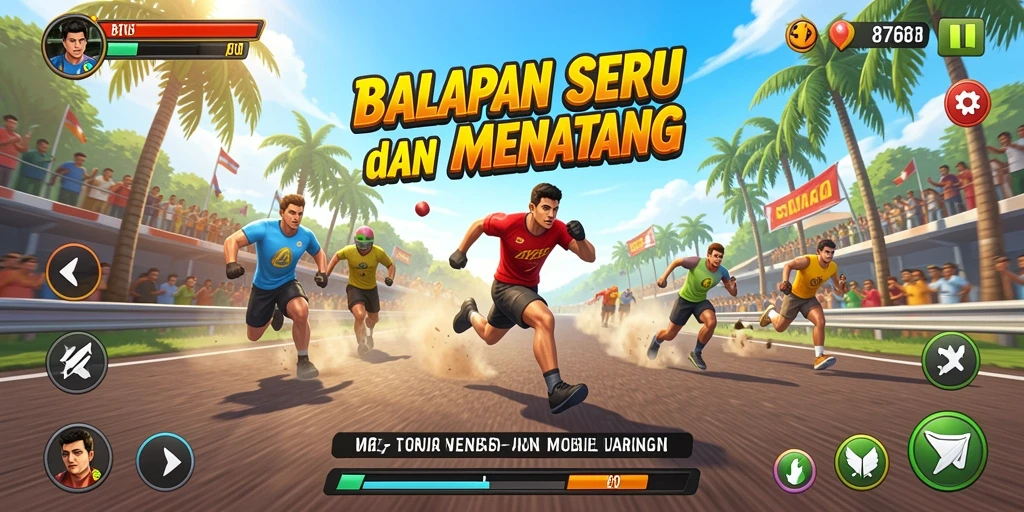 Screenshot menampilkan aksi balapan yang mendebarkan di 8768.