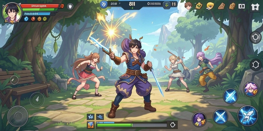 Tangkapan layar 8II menunjukkan aksi karakter dalam dunia Anime yang menakjubkan.