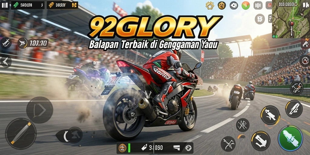 Tampilan aksi balapan motor yang seru dalam 92GLORY.