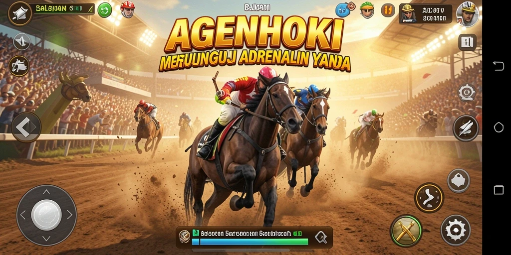Screenshot AGENHOKI menampilkan momen balapan menegangkan di lintasan.