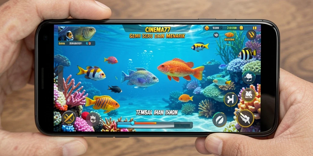 Tampilan gameplay CINEMA77 yang seru saat menangkap ikan.