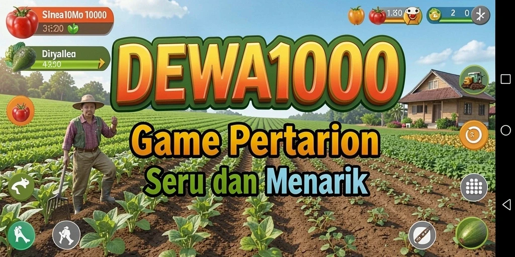 Tampilan gameplay DEWA1000 saat bertani dengan berbagai tanaman.