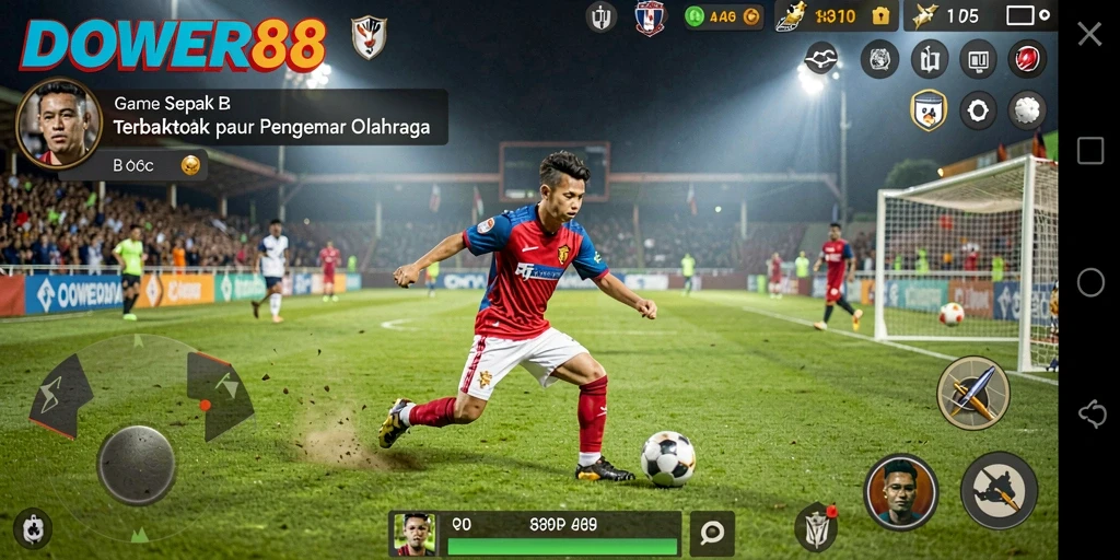 Tampilan menarik gameplay DOWER88 dengan aksi sepak bola yang mendebarkan.