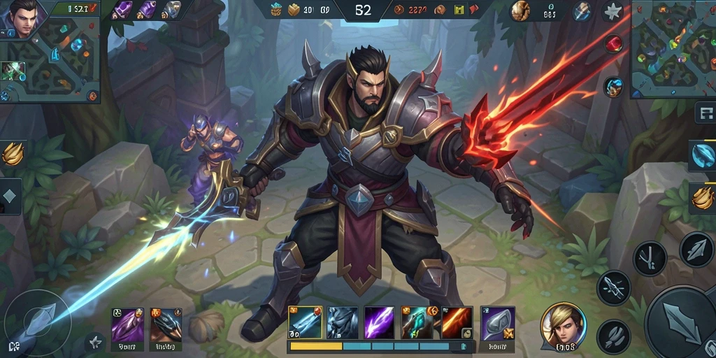Screenshot utama F32 dengan pertarungan seru di arena MOBA.
