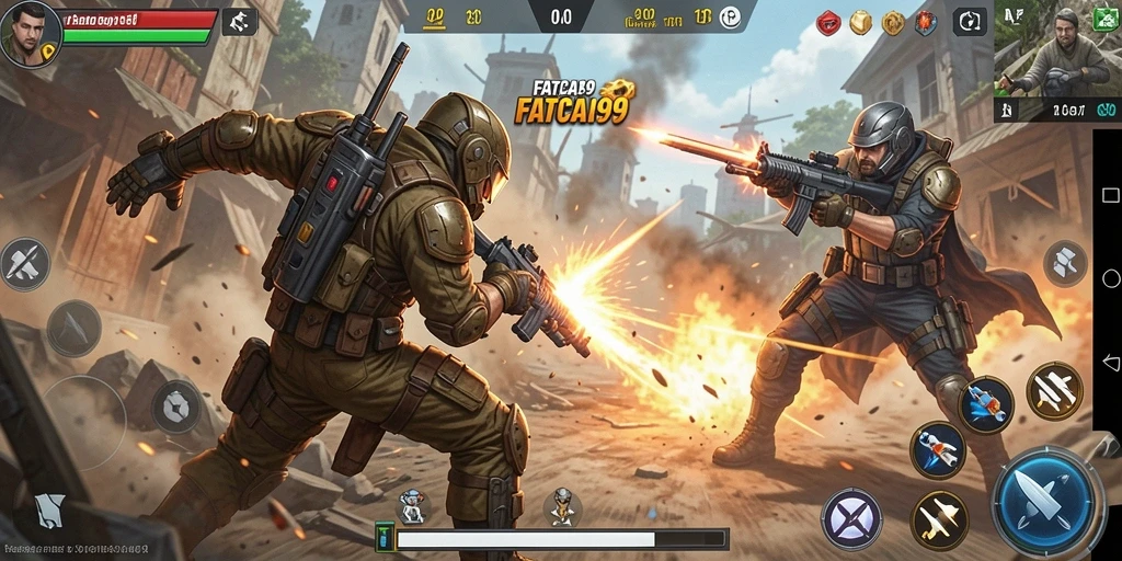 Screenshot dari gameplay seru dalam <strong>FATCAI99</strong> yang menunjukkan pertarungan penuh aksi.