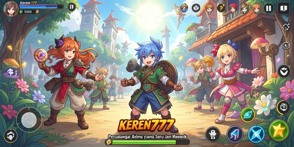 Tampilan gameplay KEREN777 dengan karakter-karakter Anime yang menarik.