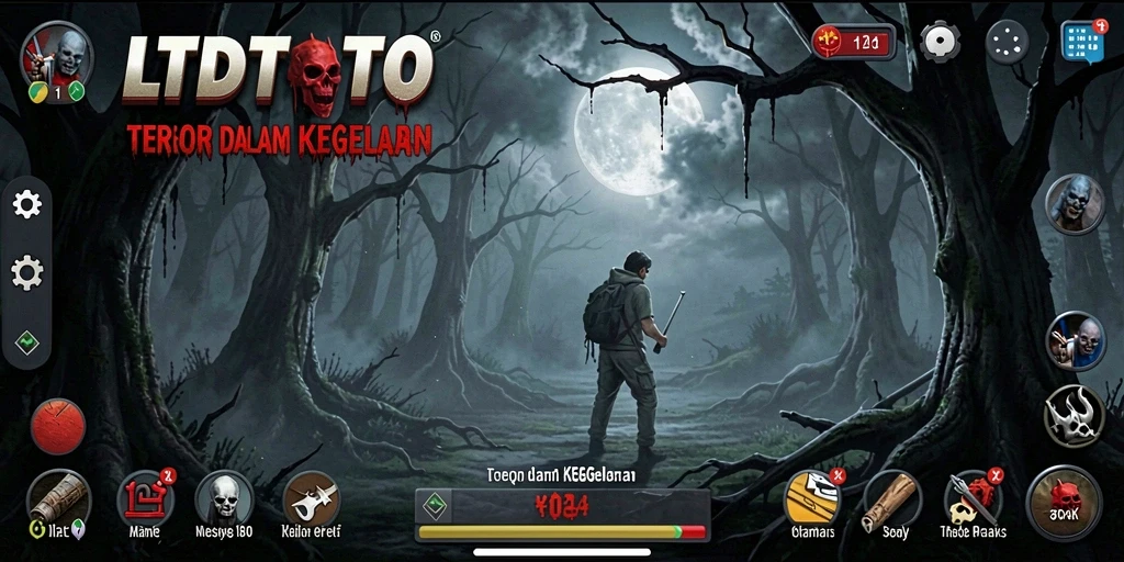 Screenshot gameplay LTDTOTO menampilkan suasana menegangkan dan mencekam.