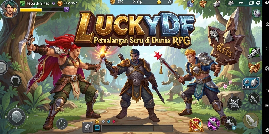 Screenshot dari gameplay RPG LUCKYDF yang menampilkan pertarungan epik.