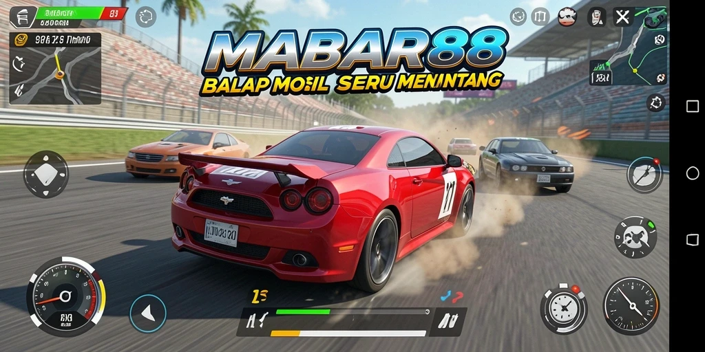 Tampilan gameplay balap intens dan menegangkan di MABAR88.