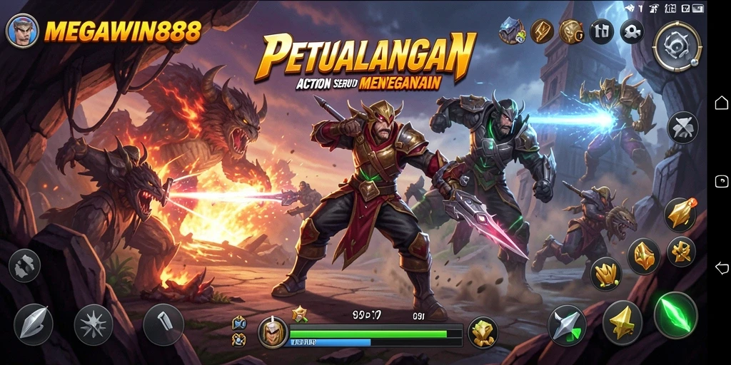 Tampilan gameplay mendebarkan dari MEGAWIN888 yang penuh aksi.