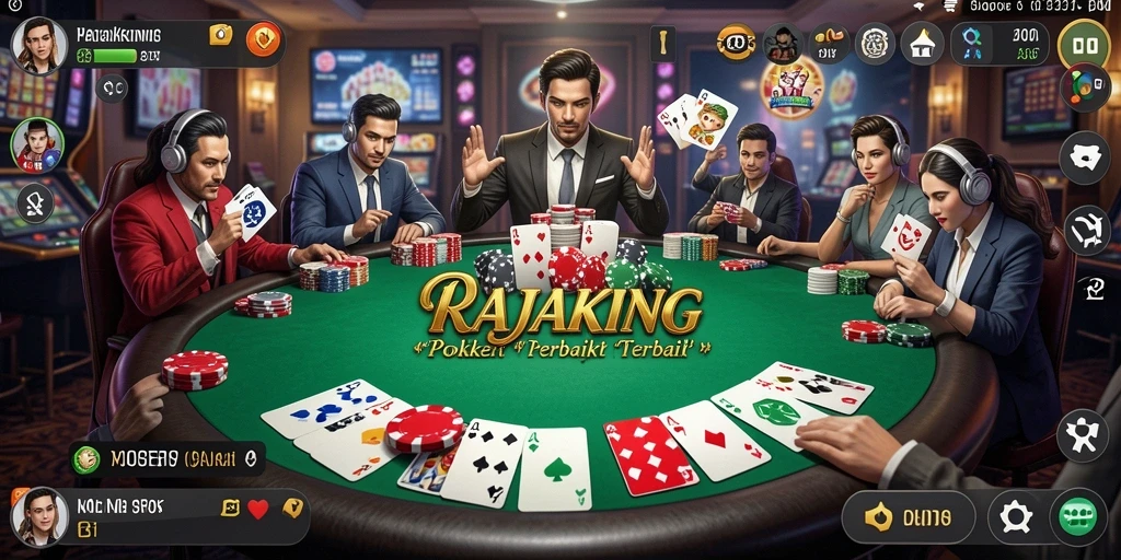 Screenshot utama RAJAKING menampilkan gameplay Poker yang seru.