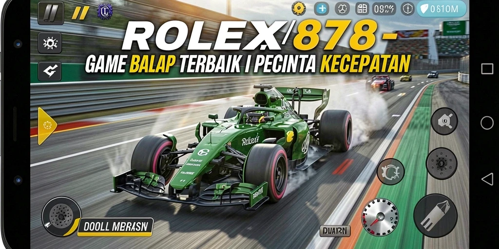 Screenshot gameplay <strong>ROLEX878</strong> menampilkan balapan mendebarkan di trek yang menantang.
