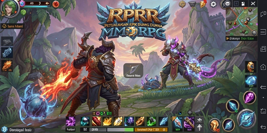 Screenshot gameplay RPRR yang menunjukkan aksi pertarungan epic di MMORPG.