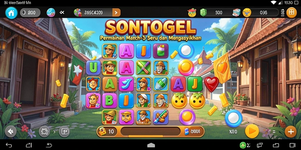 Tampilan gameplay SONTOGEL dengan grafik yang cerah dan menarik.