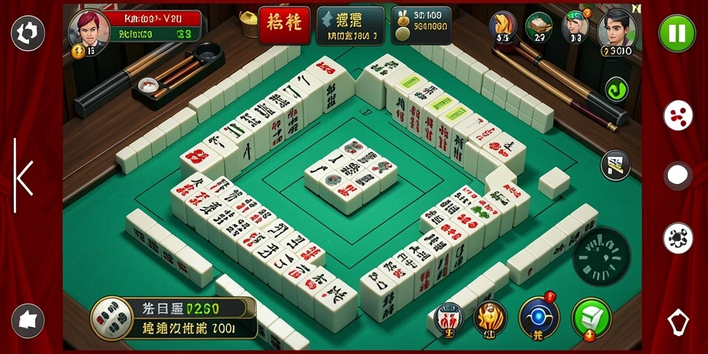 Screenshot permainan V21 menampilkan gameplay Mahjong yang seru dan menantang.